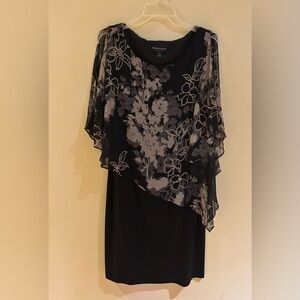 Connected Apparel Black and Gray Asymmetrical Dress